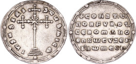 Byzantium Constantine VII and Romanus II 959 - 963 AD
SB# 1757; Silver 3.08 g.; Obv: IHSUS XRI-STUS NIKA, cross-crosslet (a cross with crosses on eac...