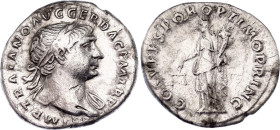 Roman Empire Trajan Denarius 103 - 111 AD (ND) Aequitas
RIC# 118, N# 253006 ; Silver; Obv: IMPTRAIANOAVGGERDACPMTRP - Laureate head right. Rev: COSVP...
