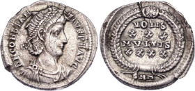 Roman Empire Constantius II Siliqua 355 - 361 AD Nicomedia mint
RIC# 103; Silver 3.03 g.; Obv: DNCONSTANTIVSPFAVG. Diademed, draped and cuirassed bus...