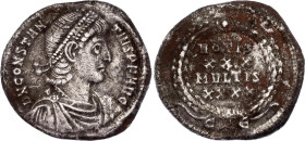 Roman Empire Constantius II Siliqua 355 - 361 AD Constantinople mint
RIC# 184; Silver 3.76 g.; Obv: DNCONSTANTIVSPFAVG. Diademed (pearls), draped and...