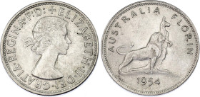 Australia 1 Florin 1954
KM# 55, N# 5322; Silver; Royal Visit of Elizabeth II; XF/AUNC