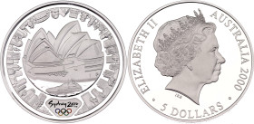 Australia 5 Dollars 2000 P
KM# 815, N# 52061; Silver., Proof; Elizabeth II; 2000 Summer Olympics Sydney - Sydney Opera House; Perth Mint