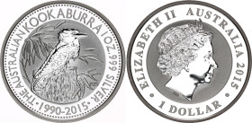 Australia 1 Dollar 2015 P25
N# 65421; Silver., Proof; Elizabeth II; Australian Kookaburra