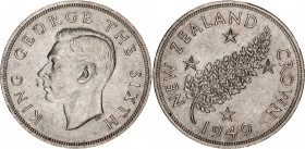 New Zealand 1 Crown 1949
KM# 22, Dav. 434, N# 13915; Silver; George VI; Royal Visit - Proposed Royal Tour, 1949; London Mint; UNC