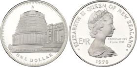 New Zealand 1 Dollar 1978
KM# 47a, N# 67318; Silver., Proof; 25th Anniversary of the Coronation of Elizabeth II; Mintage 18000 pcs.