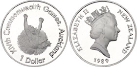 New Zealand 1 Dollar 1989
KM# 67a, N# 69638; Silver., Proof; XIV Commonwealth Games in Auckland 1990; Mintage 6300 pcs.