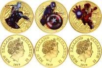 New Zealand 3 x Marvel Superheroes Medals 2019
Yellow Metal; Captain America; Iron Man; Mighty Thor; UNC