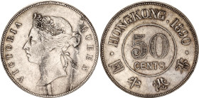 Hong Kong 50 Cents 1890
KM# 9, N# 15286; Silver ; VF