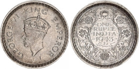British India 1 Rupee 1943
KM# 556, N# 20327; Silver; George VI; XF/AUNC