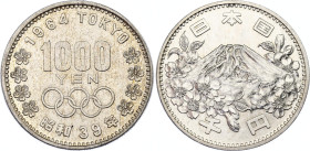 Japan 1000 Yen 1964 (39)
Y# 80, N# 14007; Silver; 1964 Summer Olympics in Tokyo; UNC with full mint luster