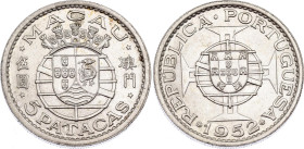 Macao 5 Patacas 1952
KM# 5, Schön# 8, N# 12526; Silver; Portuguese Colony; UNC