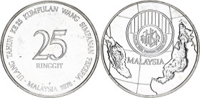 Malaysia 25 Ringgit 1976
KM# 14, N# 27373; Silver., Prooflike; 25th Anniversary of Employees Provident Fund; With hairlines