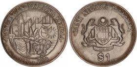 Malaysia 1 Ringgit 1990
KM# 36, N# 12752; Copper-Nickel; 5th 5-Year Plan; Agong VIII; UNC