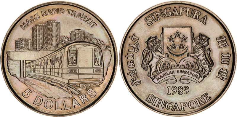 Singapore 5 Dollars 1989
KM# 74, N# 43285; Copper-Nickel; Mass Rapid Transit; U...