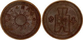 China Republic 1/2 Fen 1936 (25)
Y# 346, N# 20973; Copper 3.42 g.; XF+