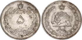 Iran 5 Rials 1932 AH 1311
KM# 1131, N# 8950; Silver; Reza Shah; AUNC