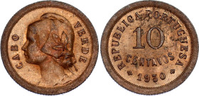 Cabo Verde 10 Centavos 1930
KM# 2; Gomes# CV 02.01; N# 7687; Bronze; AUNC
