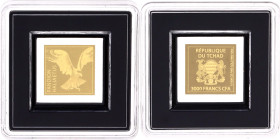 Chad 3000 Francs 2000 th (ND)
Gold (0.999) 1/1000 Oz., 13x13 mm.; Habitants of the World Series, Air: Birds, Pandion Halinetus; Mintage 25000; With o...