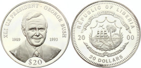 Liberia 20 Dollars 2000
KM# 905; Silver Proof; US Presidents Series - George H. W. Bush