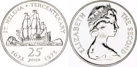 Saint Helena 25 Pence 1973
KM# 5a, N# 21869; Silver., Proof; 300th Anniversary of St. Helena; Elizabeth II