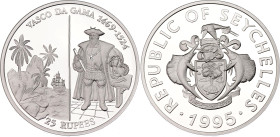 Seychelles 25 Rupees 1995
KM# 81; Silver., Proof; Vasco da Gama; Mintage 10000