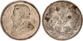 South Africa 3 Pence 1897
KM# 3, Hern# Z10, N# 2170; Silver; President Johannes Paulus Kruger; Pretoria Mint; UNC