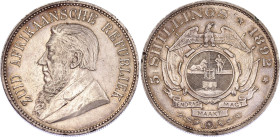 South Africa 5 Shillings 1892
KM# 8.1, N# 29505; Single shaft on wagon tongue; Silver; Mintage 14000 pcs.; AUNC with nice toning & minor hairlines