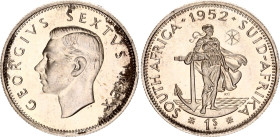 South Africa 1 Shilling 1952
KM# 37.2, Hern# S227, N# 21731; Silver; George VI; Pretoria Mint; UNC