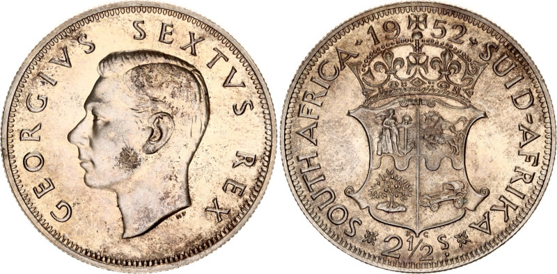 South Africa 2-1/2 Shillings 1952
KM# 39.2, Hern# S30, N# 21406; Silver; George...