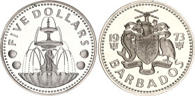 Barbados 5 Dollars 1973 FM
KM# 16a, N# 2559; Silver., Proof; Set Issue