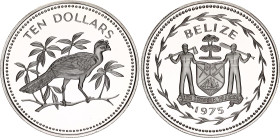 Belize 10 Dollars 1975 FM
KM# 45a, N# 21401; Silver., Proof; Avifauna of Belize - Great Curassow; Mintage 13000 pcs.