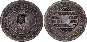 Brazil 80 Reis 1786 Counterstamped on 40 Reis
KM# 290, N# 92053; Maria I; XF, worn countermarked die