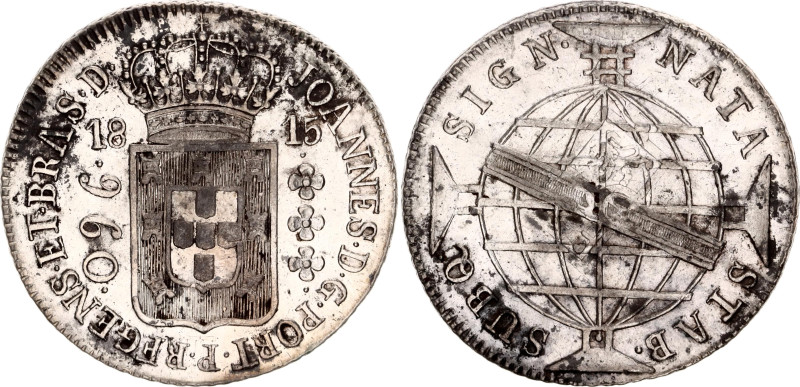 Brazil 960 Reis 1815 R Overstrike
KM# 307.3, N# 23668; Silver; João Prince Rege...