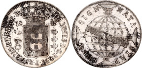 Brazil 960 Reis 1815 R Overstrike
KM# 307.3, N# 23668; Silver; João Prince Regent; Rio de Janeiro Mint; UNC