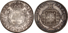 Brazil 960 Reis 1820 R Overstrike
KM# 326.1, N# 28705; Silver; João VI; Rio de Janeiro Mint; XF+ Toned
