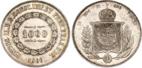 Brazil 1000 Reis 1866
KM# 465, N# 3671; Silver; Pedro II; XF