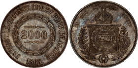 Brazil 2000 Reis 1865
KM# 466, N# 3658; Silver; Pedro II; Rio de Janeiro Mint; UNC Toned