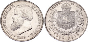Brazil 2000 Reis 1889
KM# 485, N# 19792; Silver; Pedro II; XF+