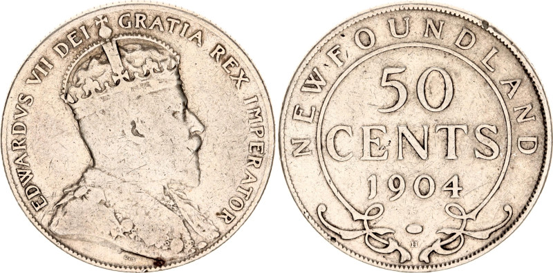 Canada Newfoundland 50 Cents 1904 H
KM# 11, Schön# 5, N# 4585; Silver; Edward V...