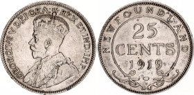 Canada Newfoundland 25 Cents 1919 C
KM# 17, N# 2785; Silver; George V; Ottawa Mint; XF-AUNC