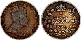 Canada 5 Cents 1904
KM# 13, N# 418; Silver; Edward VII; VF+, original toning