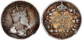 Canada 5 Cents 1910
KM# 13, N# 418; Silver; Edward VII; XF-, original toning