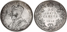 Canada 25 Cents 1919
KM# 24, N# 373; Silver; George V; UNC