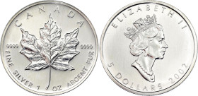 Canada 5 Dollars 2002
KM# 187, N# 6735; Silver; Elizabeth II; Silver Bullion Coinage; Ottawa Mint; UNC