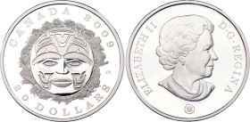 Canada 20 Dollars 2009
KM# 876, RCM/MRC# 102693, N# 198167; Silver., Proof; Elizabeth II; Summer Moon Mask; Ottawa Mint; Mintage 2834