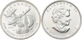 Canada 5 Dollars 2012
KM# 1241, N# 32514; Silver; Elizabeth II; Moose; UNC