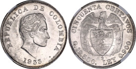 Colombia 50 Centavos 1933 B NGC MS 63+
KM# 193.1, N# 20273; Silver