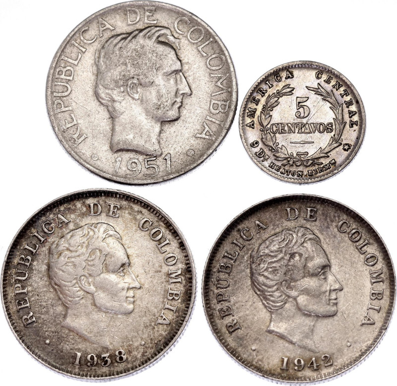 Colombia 5 - 3 x 20 Centavos 1938 - 1951
KM# 197, 208; Silver; XF