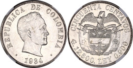 Colombia 50 Centavos 1934 S NGC MS 65
KM# 274, N# 14519; Silver