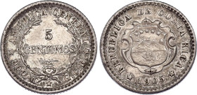 Costa Rica 5 Centimos 1905
KM# 145, N# 8735; Silver; XF+